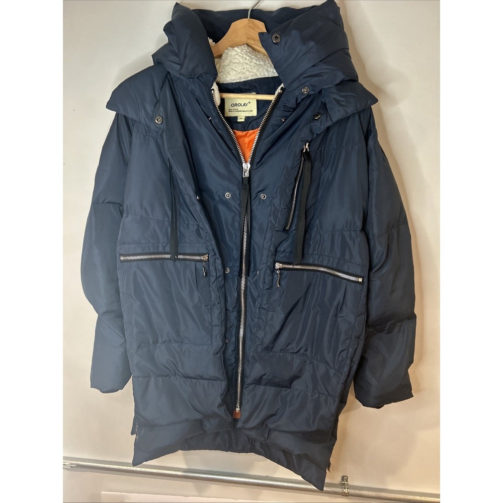 Orolay Thickened Down Women Size XS Navy Blue And Orange Jacket